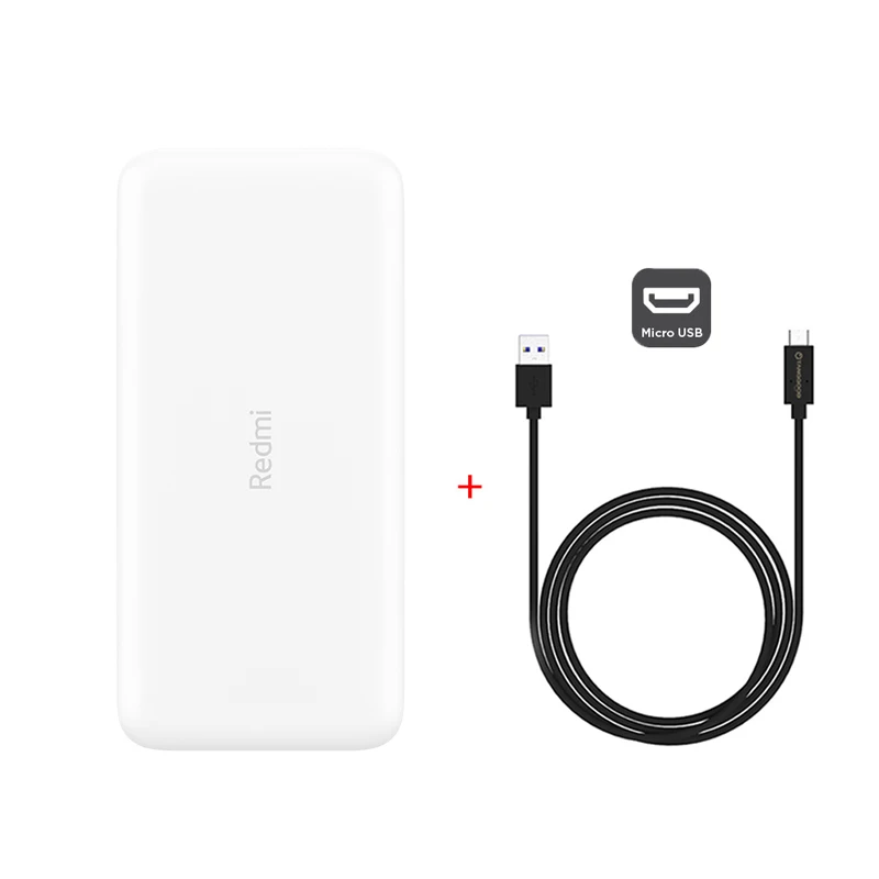 Xiao mi Red mi power Bank 20000 мАч PB200LZM QC3.0 usb type C Портативная зарядка mi power bank 20000 Внешняя батарея повербанк - Цвет: Add Micro USB Cable