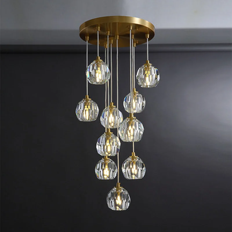 

Luminaria de teto hanglamp nordic copper diamond crystal light fixtures for dining room bedroom abajur restaurant hanging lamp