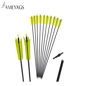 

12pcs 30 inch Archery Carbon Arrows Spine 400 Replaceable Broadheads For Compound Recurve Bow Outdoor Hunting Accessories