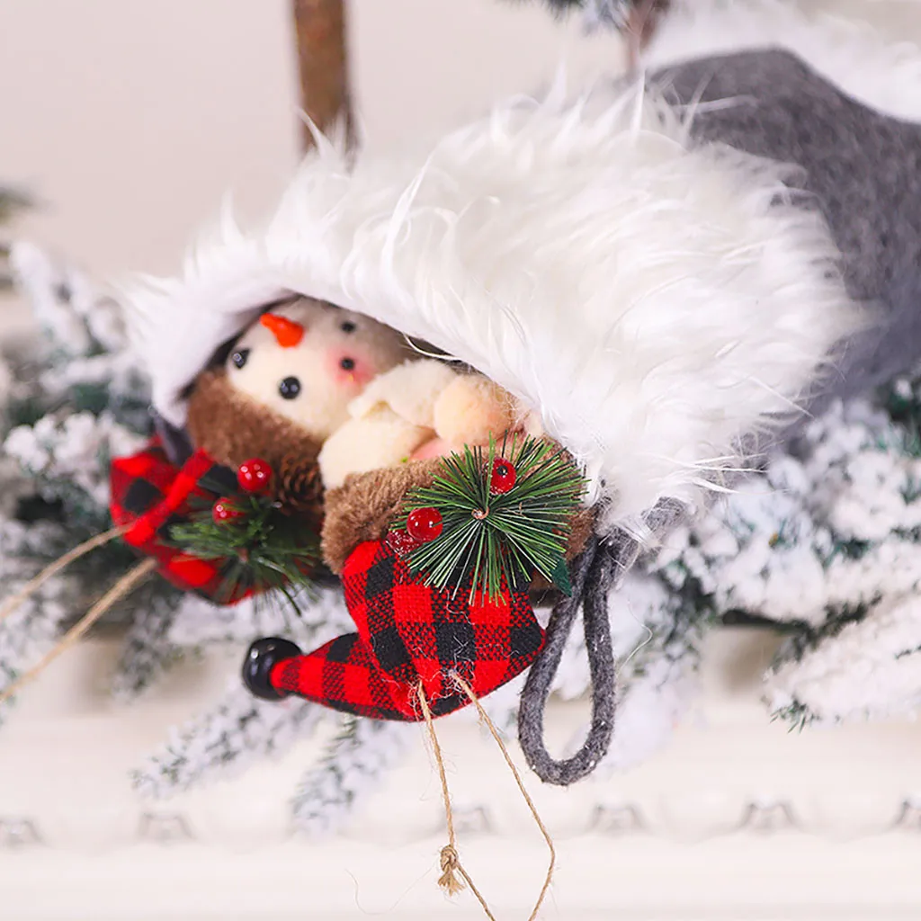 1PC Christmas Cat Claw Stockings Hanging Christmas Tree Decoration New Year Candy Bag Gifts Socks Stocking Ornament