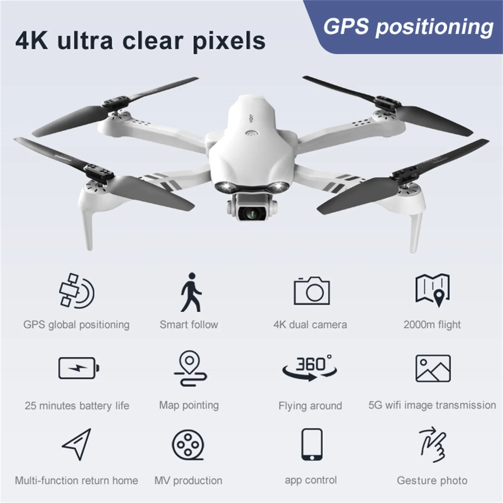 Dron F10 con Gps, 4k, 5g, Wifi, vídeo en tiempo Real, cuadricóptero Fpv, 25 minutos, 2km, profesional, fotografía cruzada, 2021