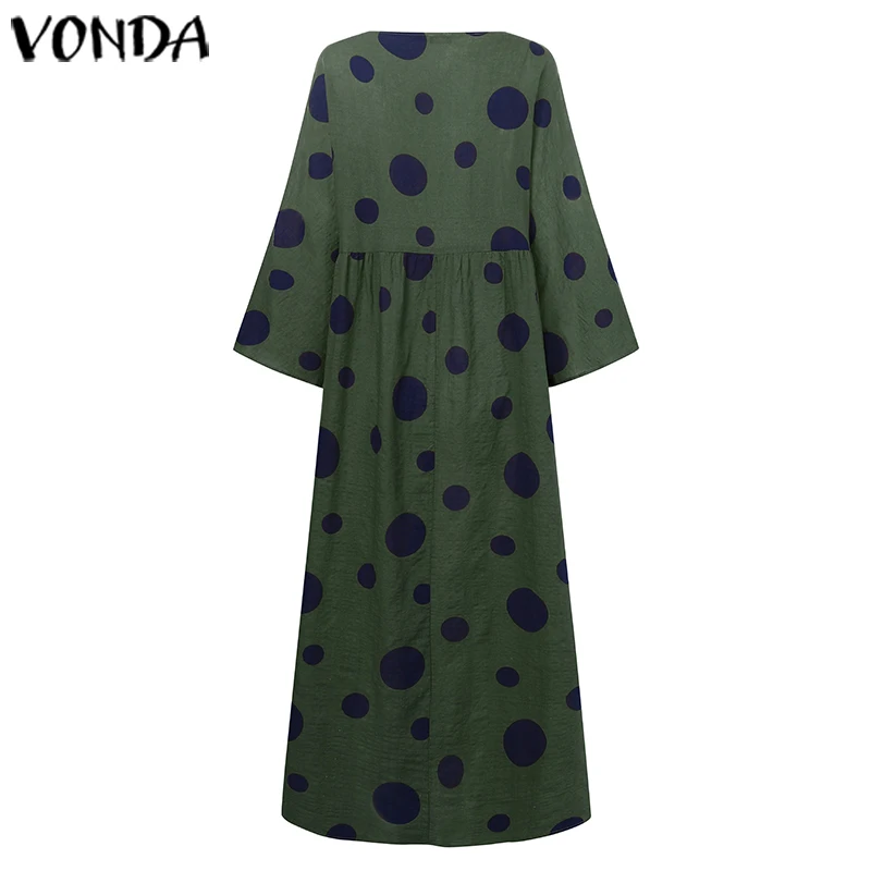 VONDA/осеннее платье для беременных; коллекция года; женское Повседневное платье с круглым вырезом и рукавами «летучая мышь»; платья для вечеринок; свободные Весенние платья; Femme; пляжный сарафан; S-5XL