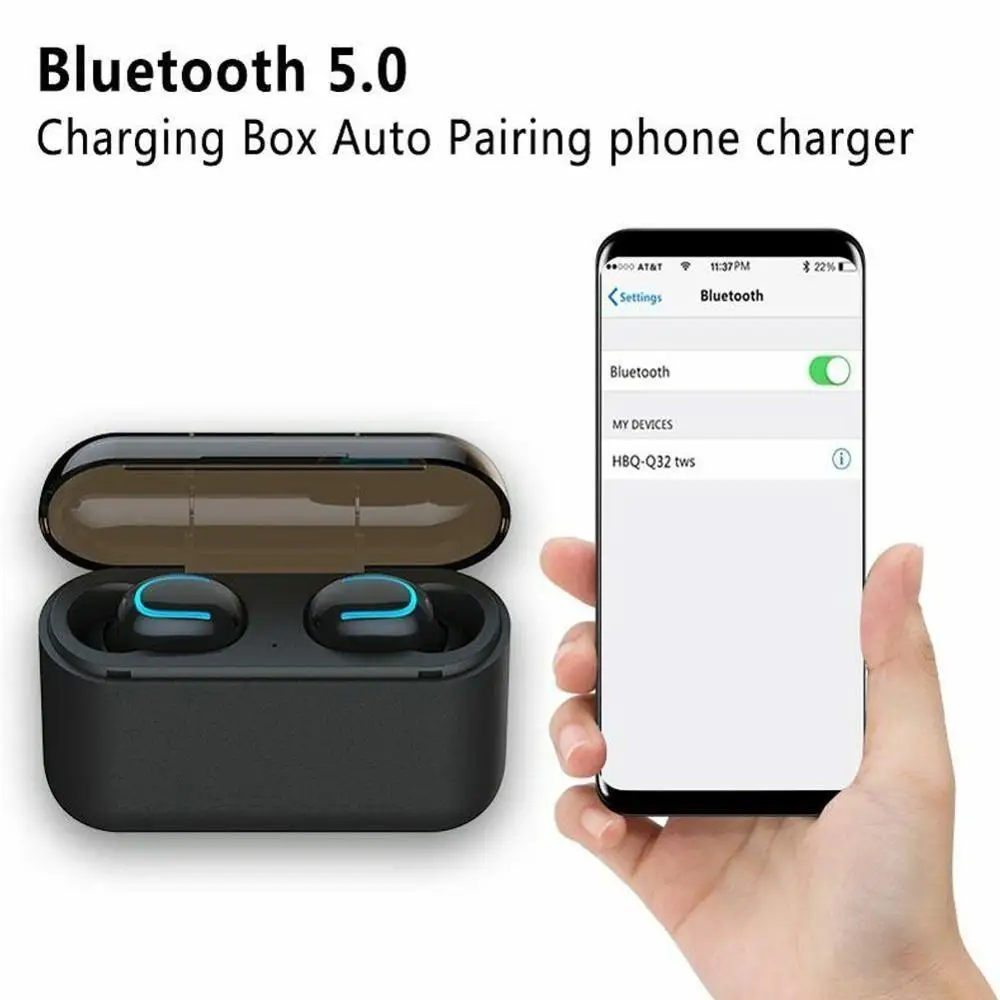 Q32 беспроводные Bluetooth наушники с микрофоном, портативная зарядная коробка для Xiaomi huawei, мобильный стерео наушники, спортивные наушники для телефона TWS