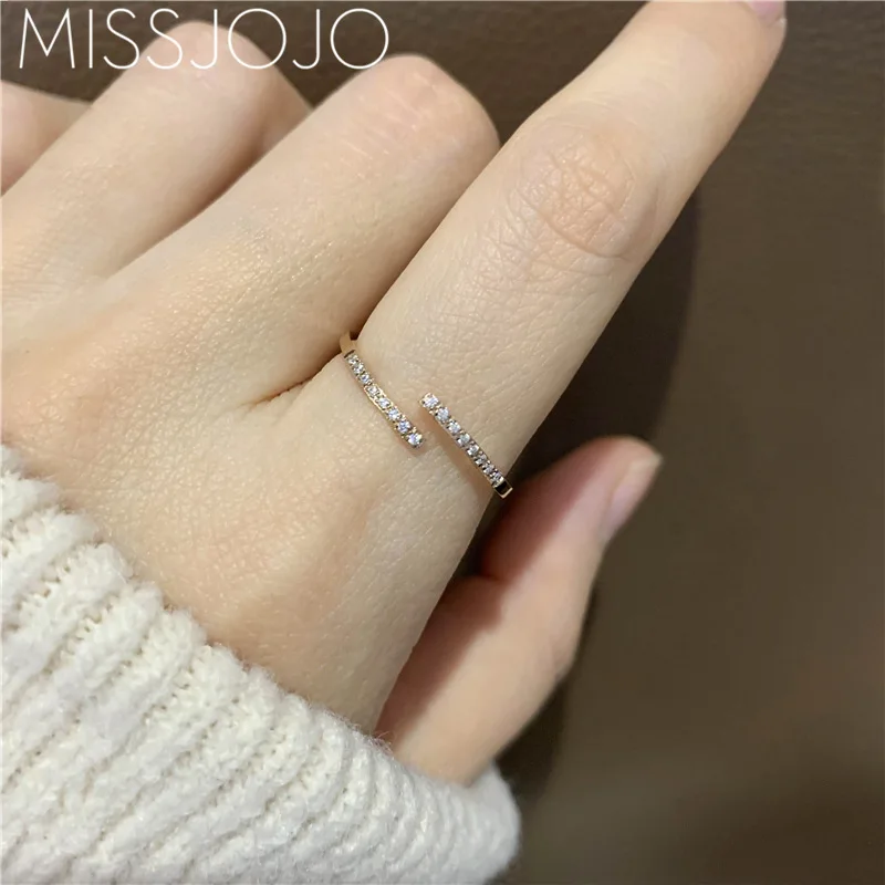 

Japanese And Korean Style Fine Gold-Diamond Set Adjustable Cross Titanium Steel Plated 18K Rose Simple Forefinger Ring Women's L
