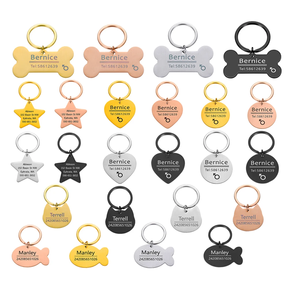 Personalizado grabado gato perro Pet ID Tag perro Anti-perdido Collar de Nombre de mascota Collar para cachorro, Gato Collar de perro accesorios para