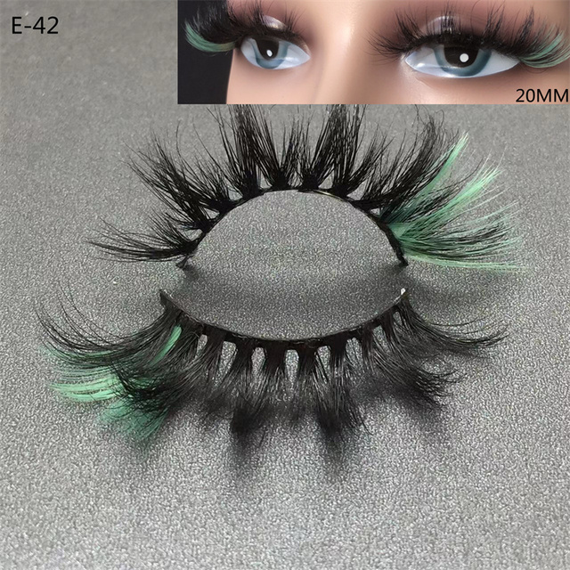 3D Mink Eyelashes Colorful 100% Mink Lashes Mix Color Pink Blue Red White False Eyelashes Fluffy Soft Cilias Vendor