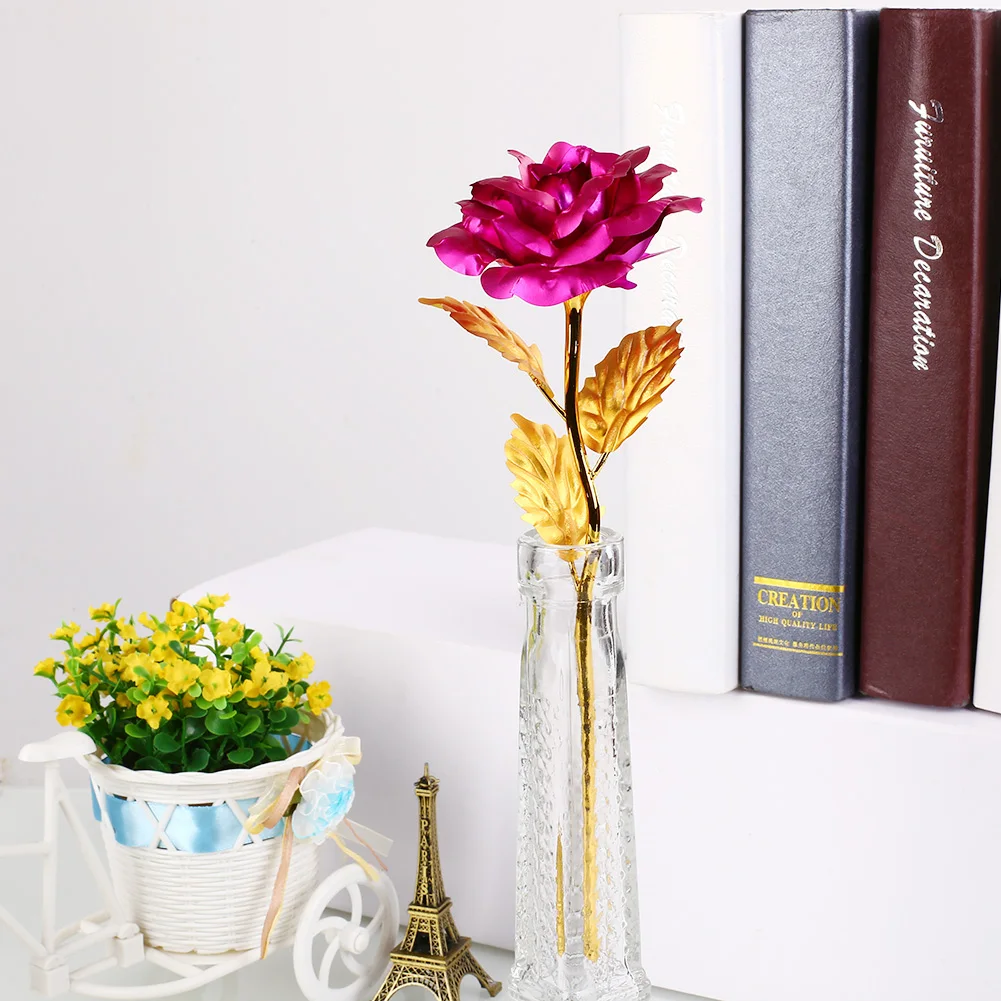 Позолоченные Розовые и золотые фиолетовые цветы с покрытием 24 каратным золотом