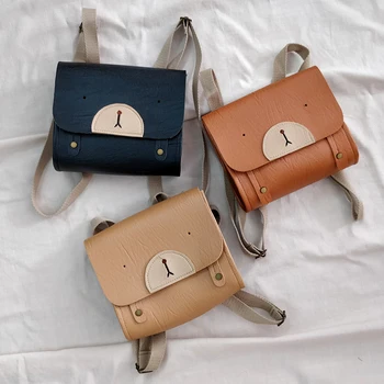 

3Colors for Boy Girl Kindergarten Bag Cute Bear Pattern Fashion Backpacks Kids Accessories Pu Leather Schoolbag 1Pcs Nice Gifts