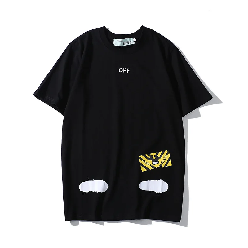 19SS OFF-WHITE OW Лето Новые брызги дудлы Тигр улица хип хоп Хлопок Свободные Пары Мужская футболка с коротким рукавом