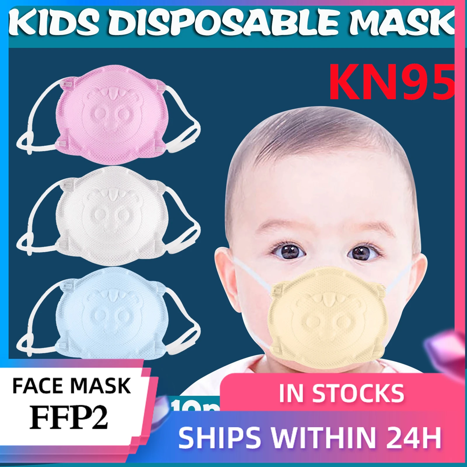 10pcs High Density Ffp2 mask Kids Children Kn95 Mask Mascarilla Kid