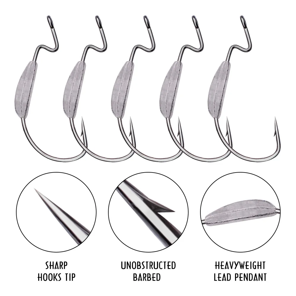 

Ruan chong gou with Barb Fishhook And Regulus Lead 5 Pcs/Bag Wide Belly Crank Hook Brand Fishing Gear 38105