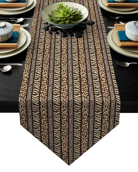 

Animal Skin Patchwork Leopard Color Table Runner Table Flag Home Party Decorative Tablecloth Table Runners