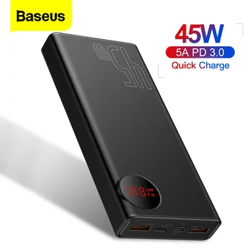 

Baseus 20000mAh Quick Charge Power Bank PD 45W 20000 mAh Powerbank Portable External Battery Charger For iPhone Xiaomi Mi Huawei