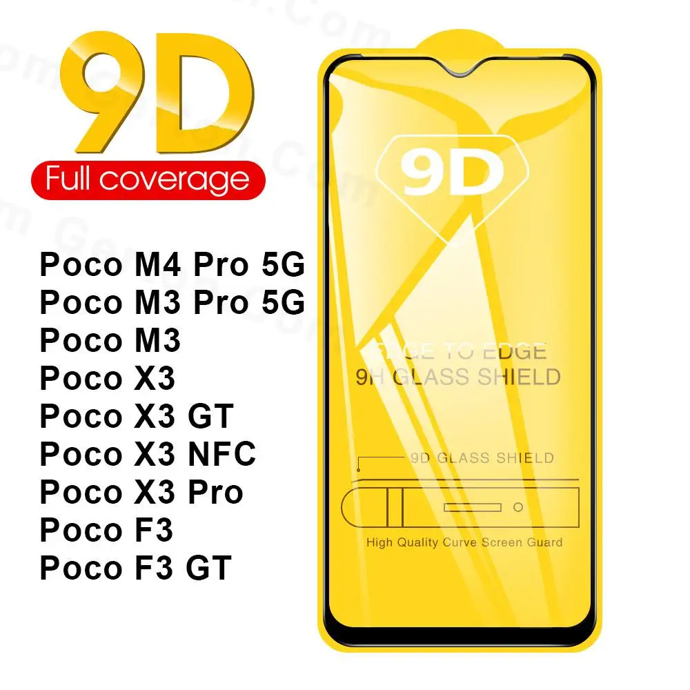 

Закаленное защитное стекло 9D для Xiaomi POCO M4 Pro F3 GT X3 GT NFC M3 X3 Pro