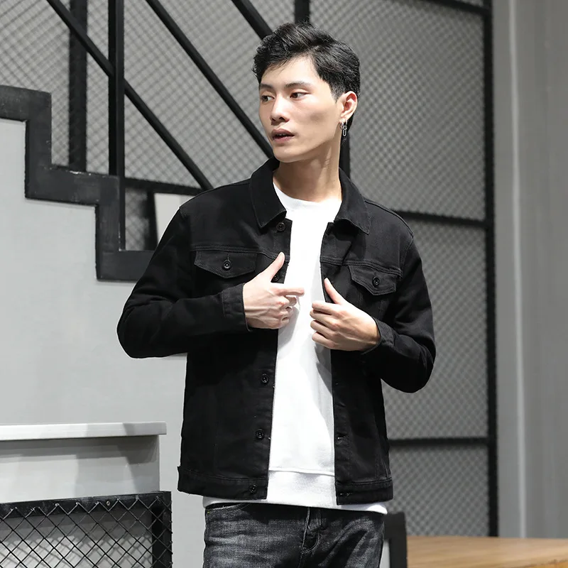 

Spring And Autumn Jeans Coat Men's Slim Fit Skinny Cotton Tooling Jacket Men's Trend Short Casual Cowboy on Clothes