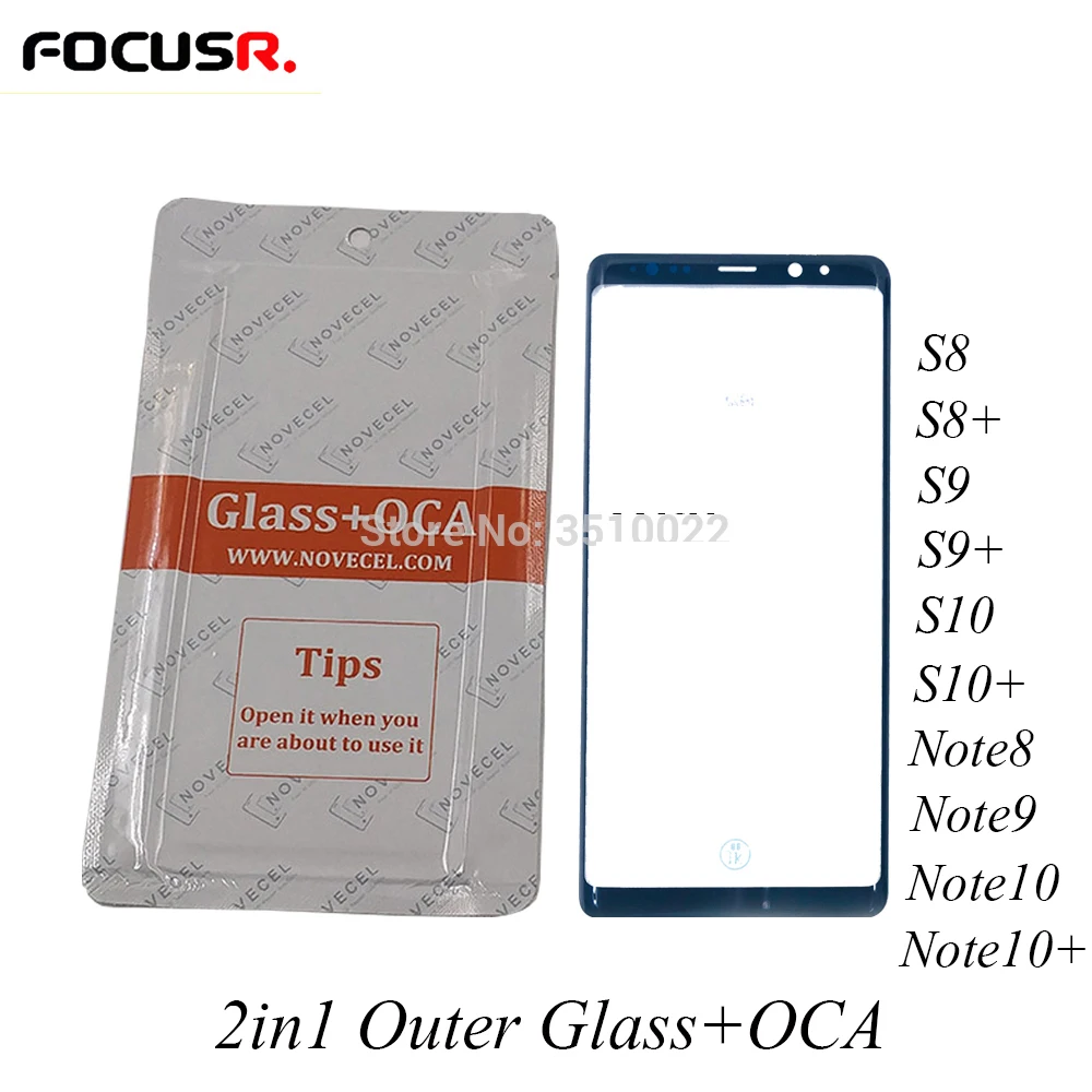 Стекло 2 в 1 + OCA 150 мкм ЖК экран Сменное переднее внешнее стекло для Samsung Note 8 9 10 N950 N960