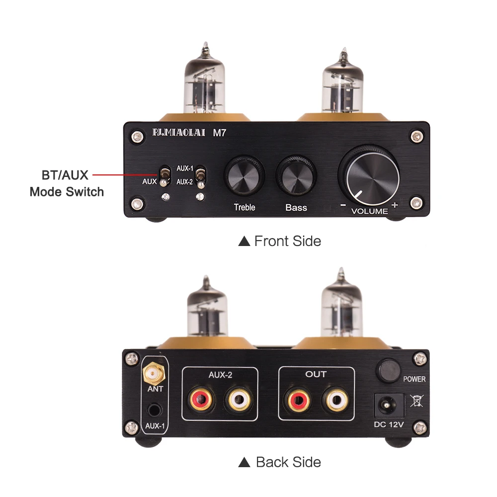 Мини HiFi цифровой аудио предусилитель Стерео предусилитель с двойным 6J2 Вакуумными Трубками BT AUX входы управления высокими басами