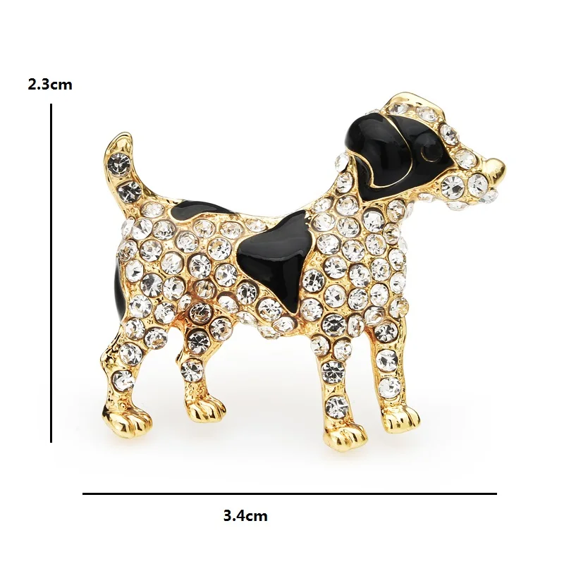 Wuli & baby Dello Smalto Spot Dog Spille Delle Donne Del Rhinestone Animali Domestici Del Cane Animale Del Partito di Casual Spilla Spilli Regali