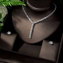 Hiневесты новый квадратный цветочный дизайн роскошный женский ювелирный набор AAA кубический цирконий ожерелье набор для женщин вечерние