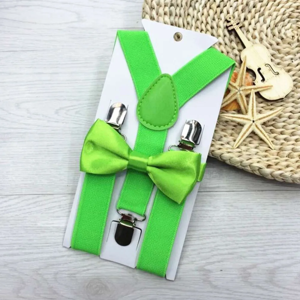 

New Fashion Kids Suspenders Tie Bowtie Bow Set 13 Colors Baby Boys Girls Matching Ties Elastic Braces Straps Wedding Accessories