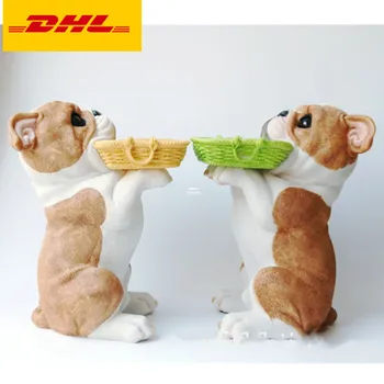 

12" Simulation Lucky Puppy Statue Bulldog Bust The Basket Full-Length Portrait Decorations GK Action Figure Toy BOX 32CM V819