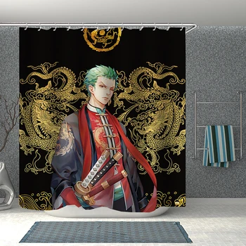 

One Piece Roronoa Zoro Anime Shower Curtains Waterproof Shower Curtain Bathroom Polyester 3D Girls Boys