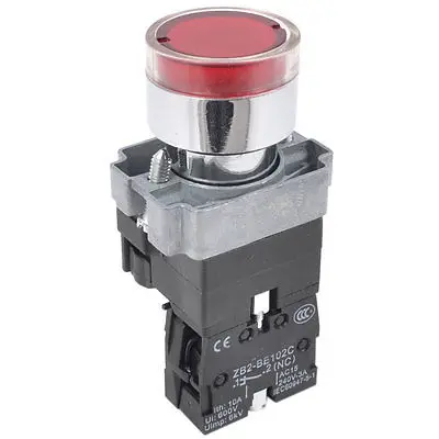 

AC 220V 10A 4 Terminals 1NC SPST Red Momentary Push Button Switch