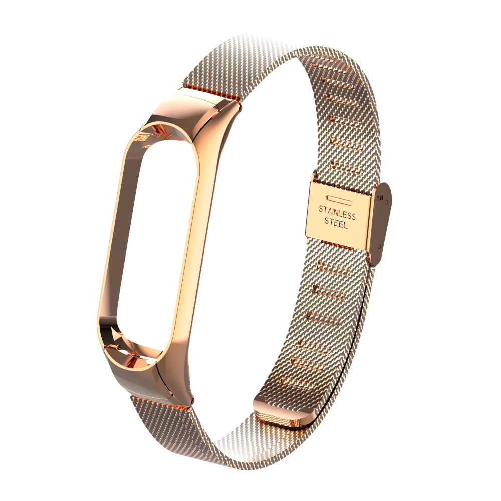 Металлический ремешок для mi Band 4 3, умный браслет, браслет из нержавеющей стали для Xiaomi mi band 4 NFC Global, умные часы для женщин и мужчин - Цвет: Rose gold wristband