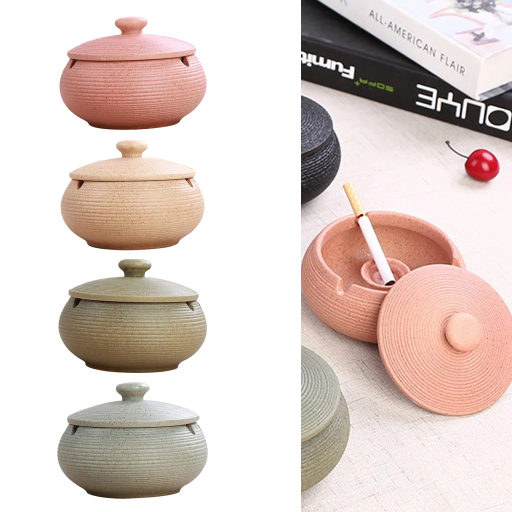 

Nordic Style Ceramic Ashtry With Windproof Lid For Indoor Outdoor Ash Holder