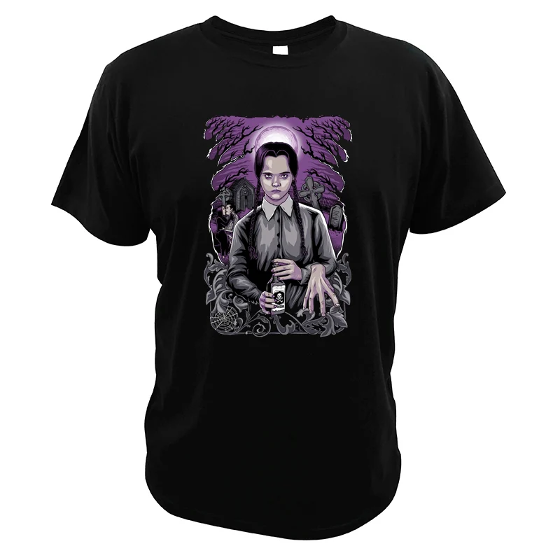 

The Addams Family T Shirt Wednesday Addams Cemetary Comic Movie T Shirts EU Size Digital Print Short Sleeve Tops