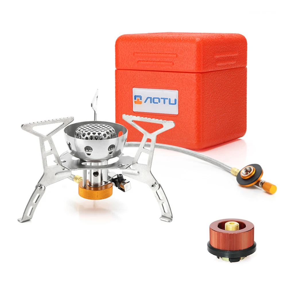 Туристическая горелка портативная газовая плита с пьезозажиганием складная