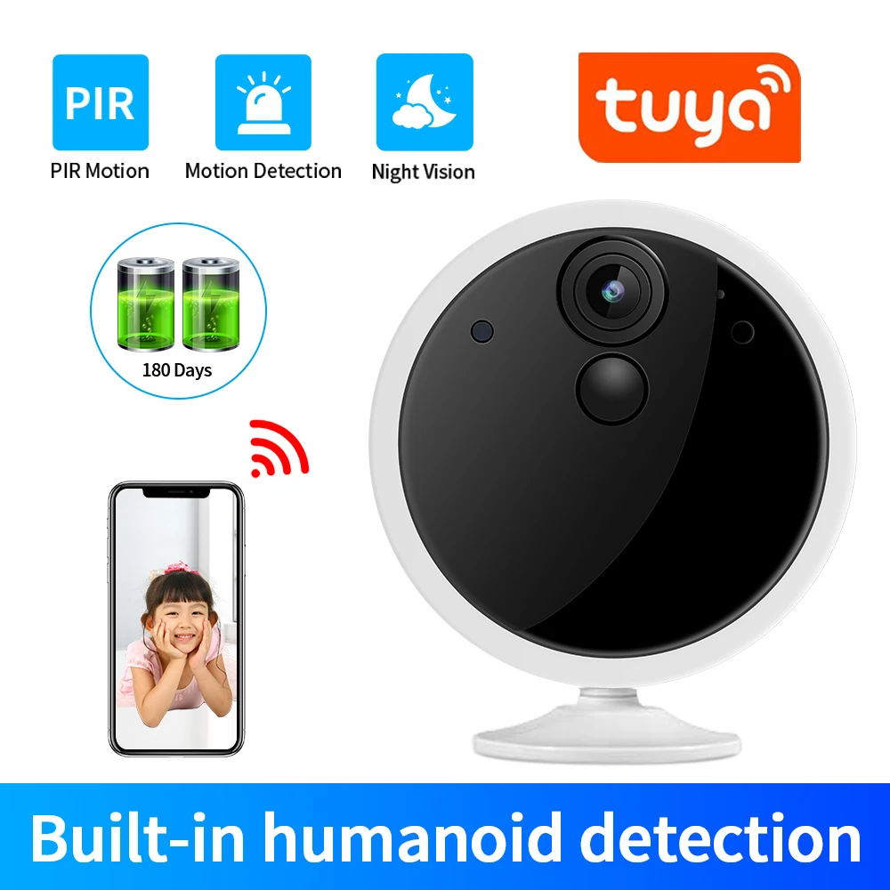 Приложение Tuya 1080P HD Батарея Камера IP 4800 мА/ч Перезаряжаемые 2 аудиоданных на