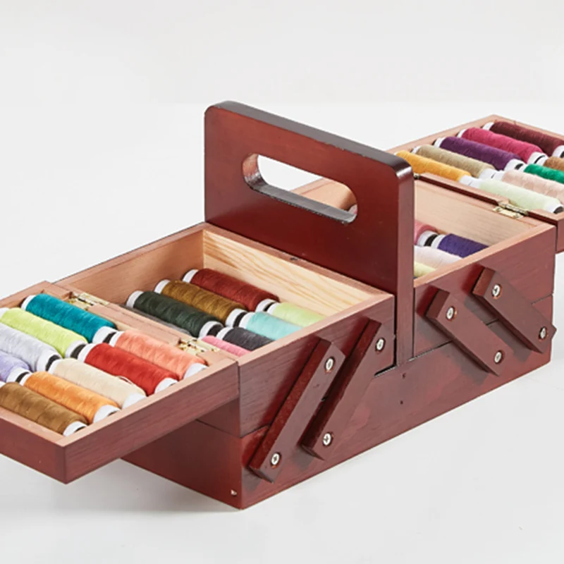 

Storage Wooden Box Sewing Kit Needle Scissors Multifunction Thread Sewing Tool Accessories Sewing Kit Family and Travel