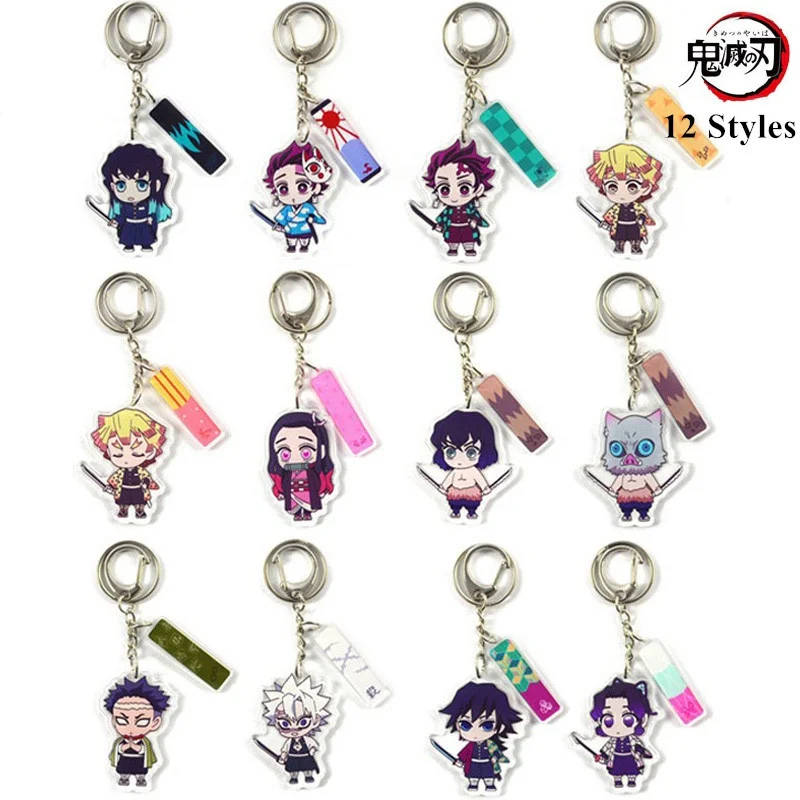 

12 Styles Anime Demon Slayer Keychain Cartoon Cosplay Accessories Cute Key Ring Pendant School Bag Holiday Gift