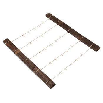 

26 X 29 Inch Wall Picture Display Frame with 30 Clips, Wood Decor Wall-mounted Multi Rustic Photo Frame