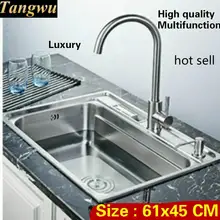 Стандартный пищевая нержавеющая сталь 304 нержавеющая сталь индивидуальность модные кухня Одиночная раковина в форме корыта слот Лидер продаж 61x45 см