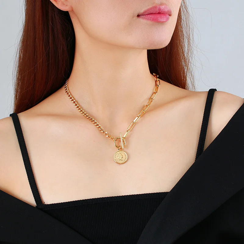 Vnox Necklaces for Women,Elizabeth Coin 