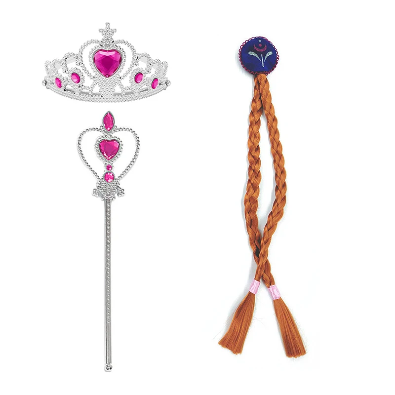 Crown set Платье принцессы Анны и Эльзы для девочек; карнавальный костюм; детская плиссированная юбка; нарядное платье принцессы для костюмированной вечеринки; костюм Снежной Королевы на Хэллоуин - Цвет: Crown set