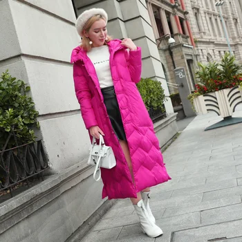 

2020 Women's Down Jacket Vintage Winter White Duck Down Coat Hooded Warm Puffy Jacket Long Parka YRF-180916-23 YY1212