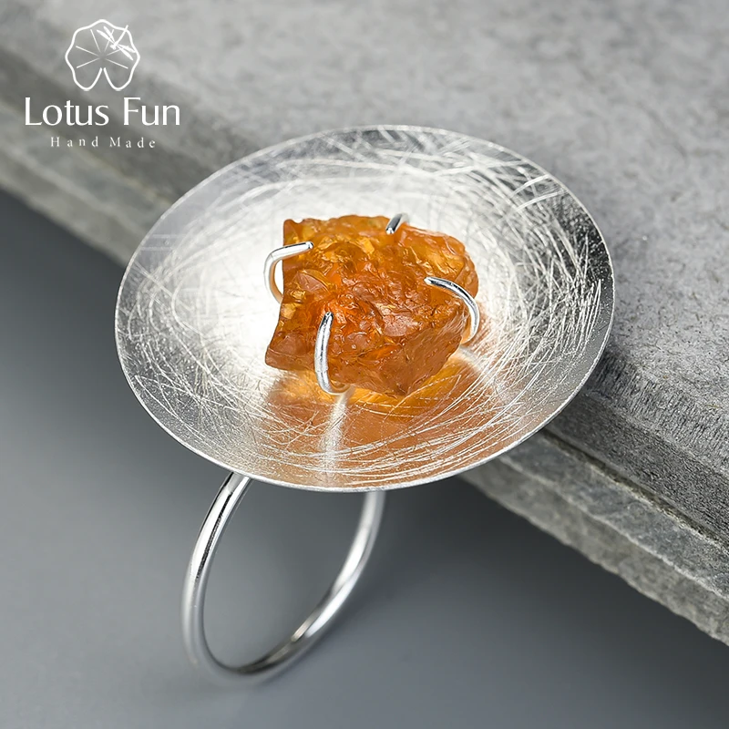 Lotus Fun Real 925 Sterling Silver Natural Gemstone Original Handmade Fine Jewelry Adjustable Personality Round Ring for Women Lotus Fun Real 925 Sterling Silver Natural Gemstone Original Handmade Fine Jewelry Adjustable Personality Round Ring for Women