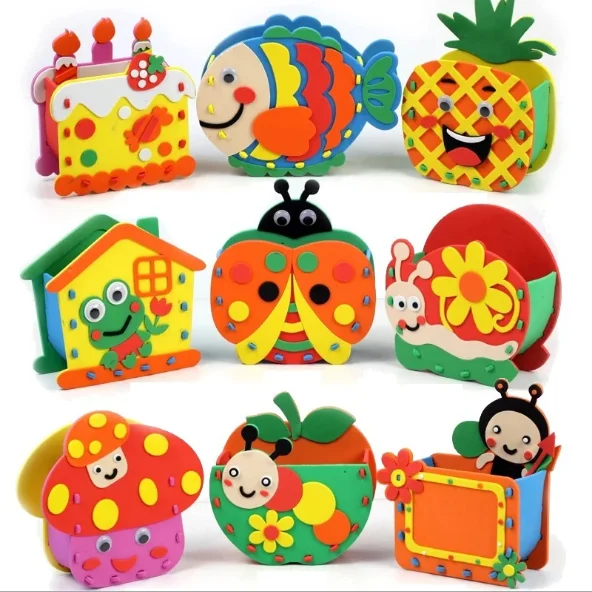 5pcs EVA pen holders DIY handmade materials children's cartoon creative toys educational early education holiday gifts | Игрушки и