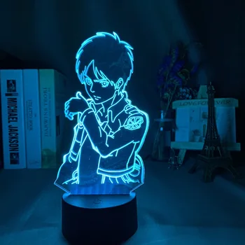 

Acrylic 3d Led Night Light Eren Yeager Figure Bedroom Decor Nightlight Dropshipping Battery Powered Lamp Attack on Titan Gift