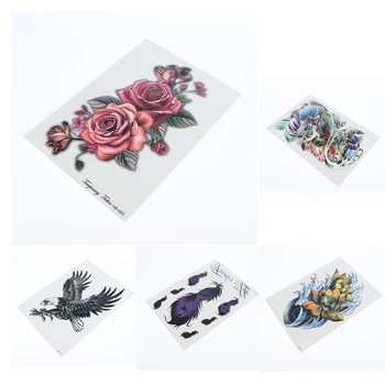 

10 Sheets Temporary Tattoos Flowers Eagle Body Tattoo Stickers Flase Tattoo Stencils