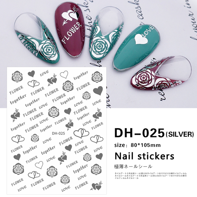 White Flowers Nail Art  Adhesive Stickers for Nails Cute Paper Parts With Avocado Direct Paste Decals Designs Manicure