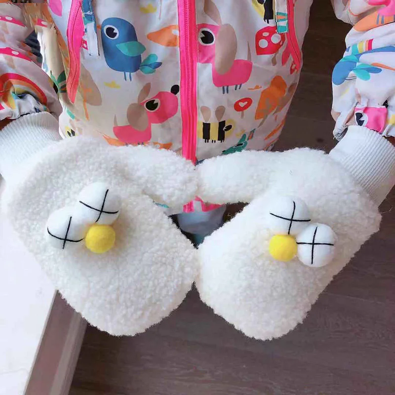 Dilidala Winter Cartoon Children Gloves Cute Big Eyes Small Fresh Students Wild Warm Gloves Warm Glove Mittens For Children - Цвет: X052-8