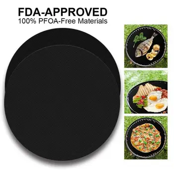 

Kitchen Accessories Reusable Non-stick BBQ Mat Microwave Oven Grilling Baking Liner Round Barbecue Pad 1PC