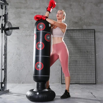 

160cm Boxing Punching Bag Inflatable Free-Stand Tumbler Muay Thai Training Pressure Relief Bounce Back Sandbag