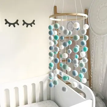 

Baby Rattles Mobile Pompom Wind Chimes Bed Bell Toys for Kids Room Bed Hanging Decoration Tent Decor Photography Props Gifts