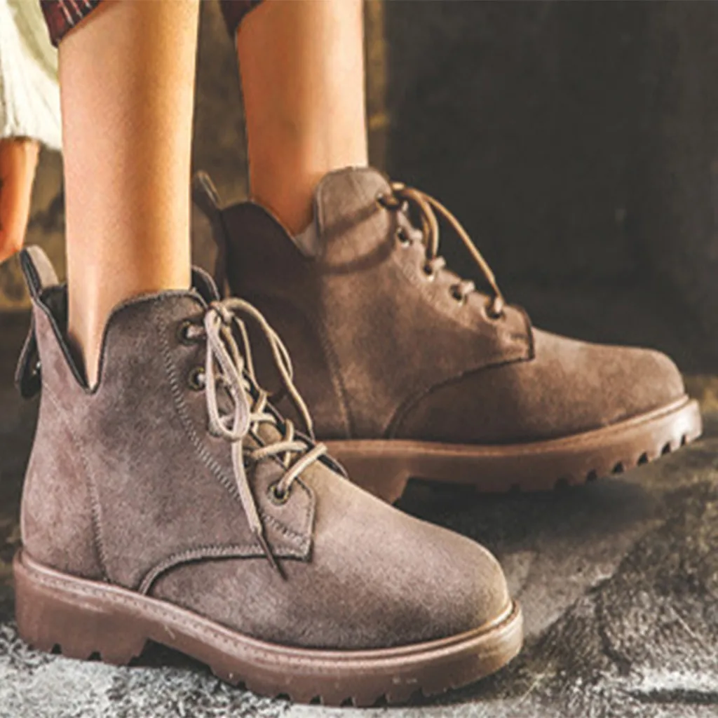 

Classic cowboy boots for women autumn Marten Boots Lace Up Retro snow boots women waterproof womens boots ankle#G3