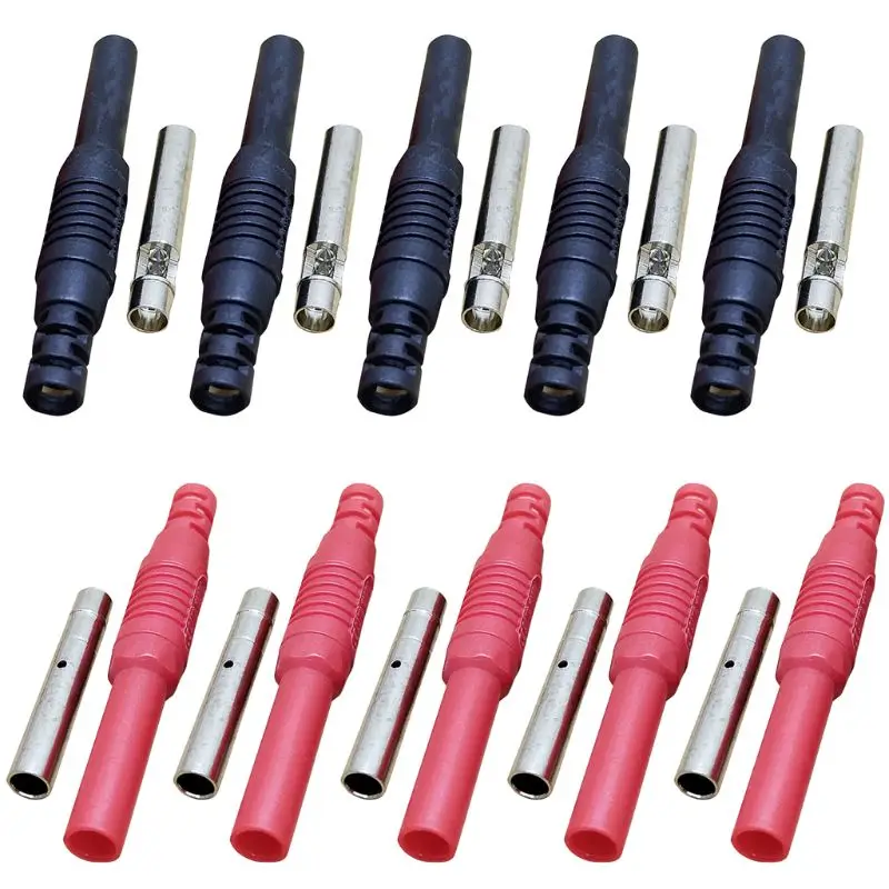 

10Pcs Insulated Shrouded Safety 4MM Banana Jack Socket Solder Plug Connector